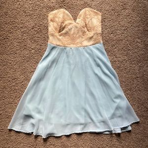 Lulu’s Nude and Light Blue Bustier Dress